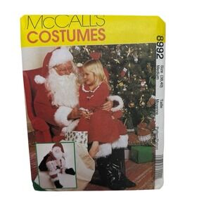 McCall's 8992 Santa Claus Adult Costume, Bag & Doll Uncut New Sizes 38-40 MED‎